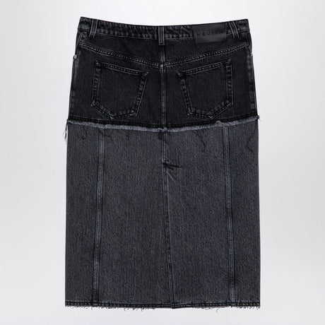 ALEXANDER MCQUEEN Two-Tone Black Denim Midi Skirt