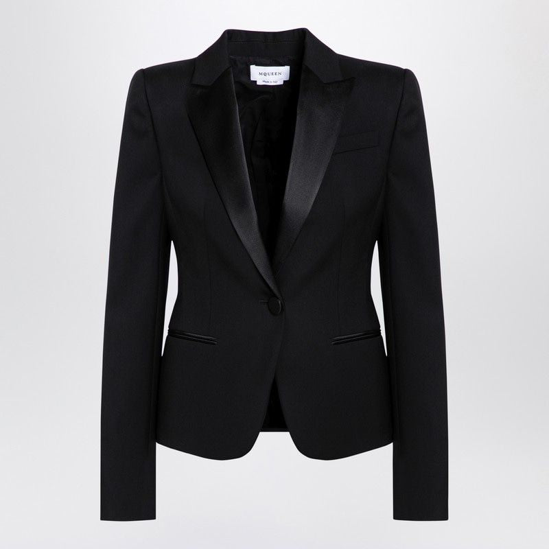 ALEXANDER MCQUEEN Chic Black Single-Breasted Wool Jacket for Women