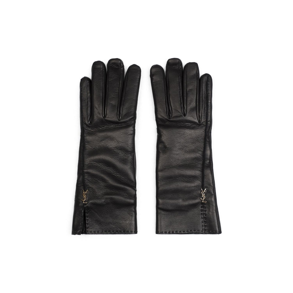 SAINT LAURENT Rivet Detail Leather Gloves for Women