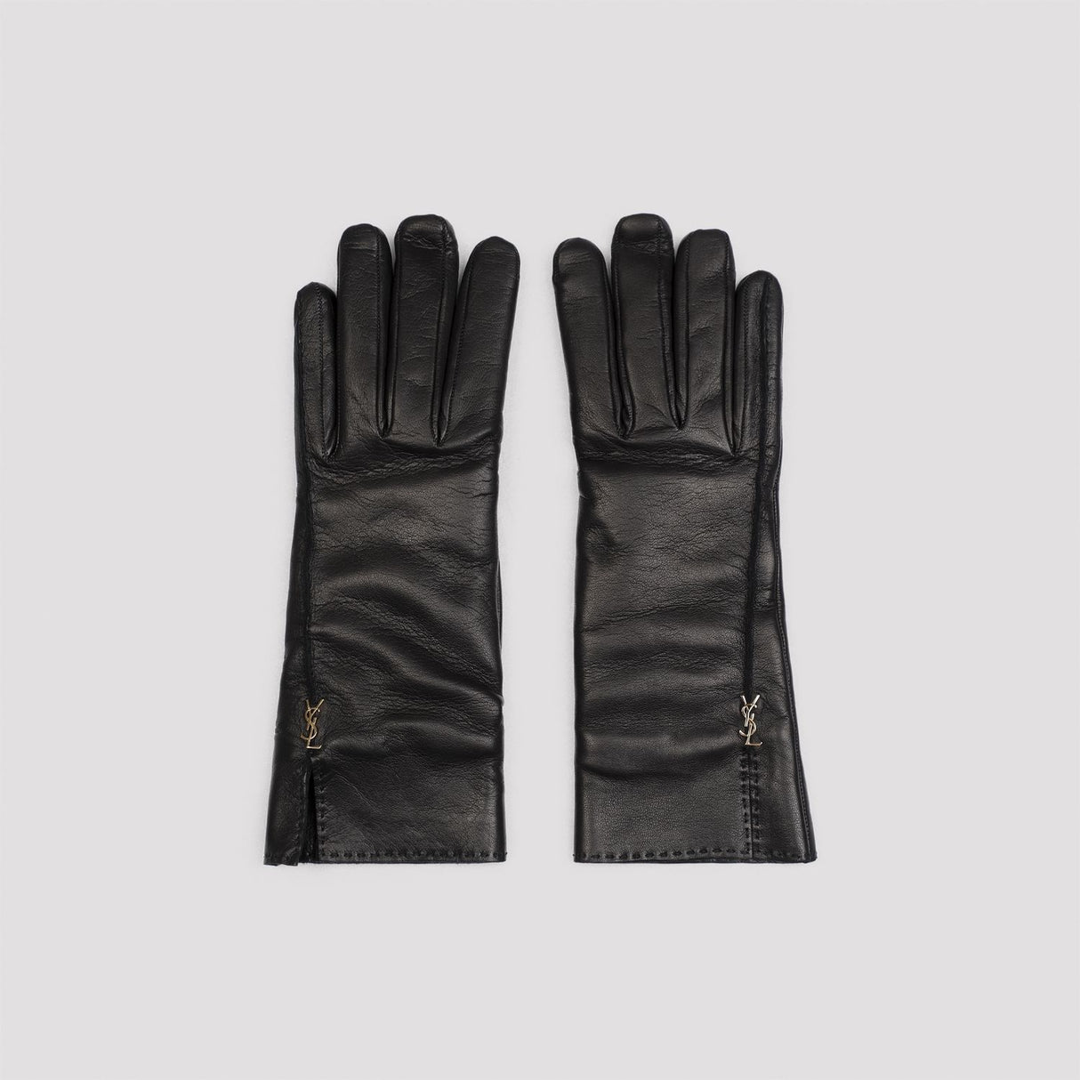 SAINT LAURENT Rivet Detail Leather Gloves for Women