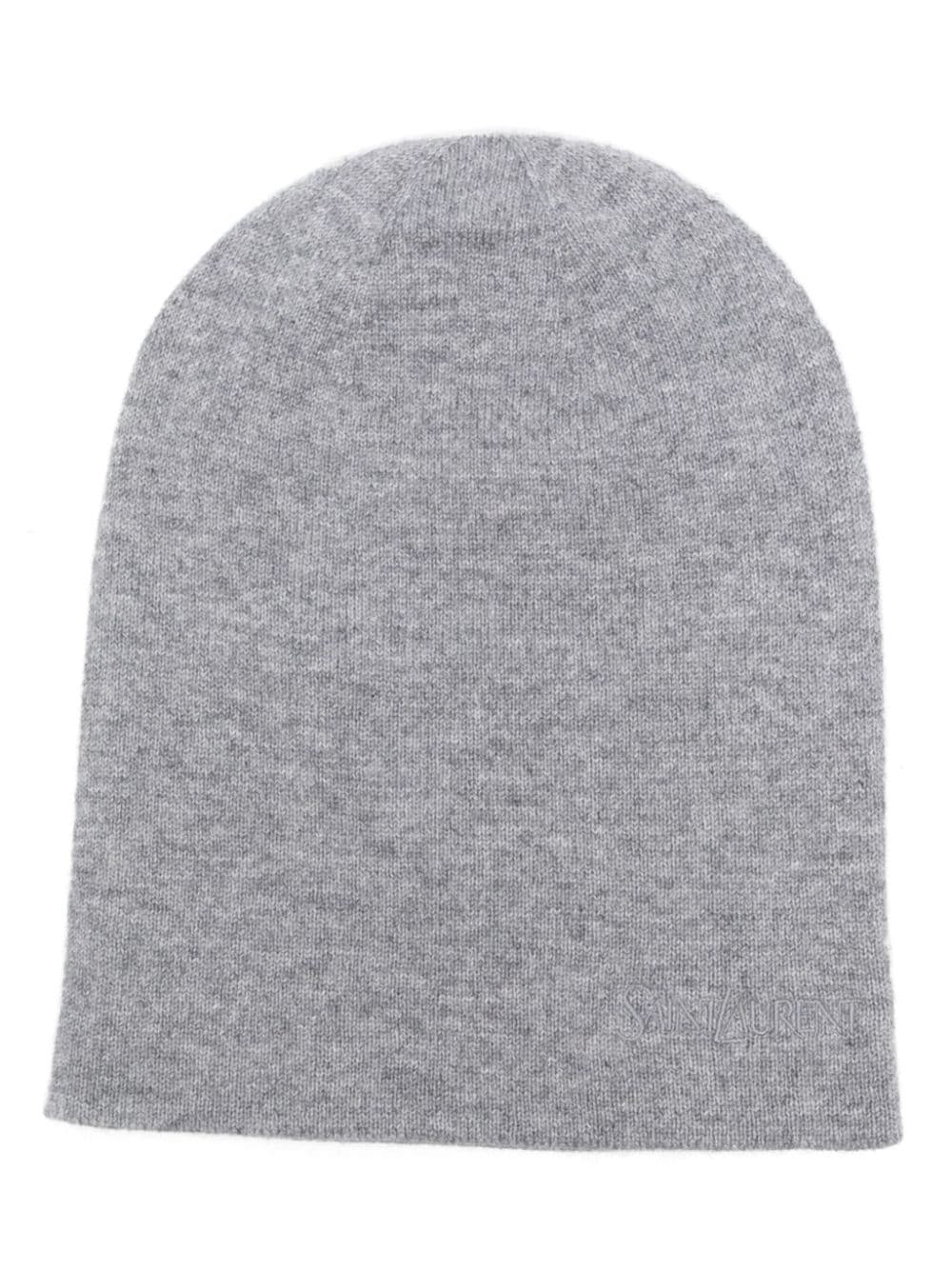 SAINT LAURENT Heather Grey Cashmere Knit Beanie