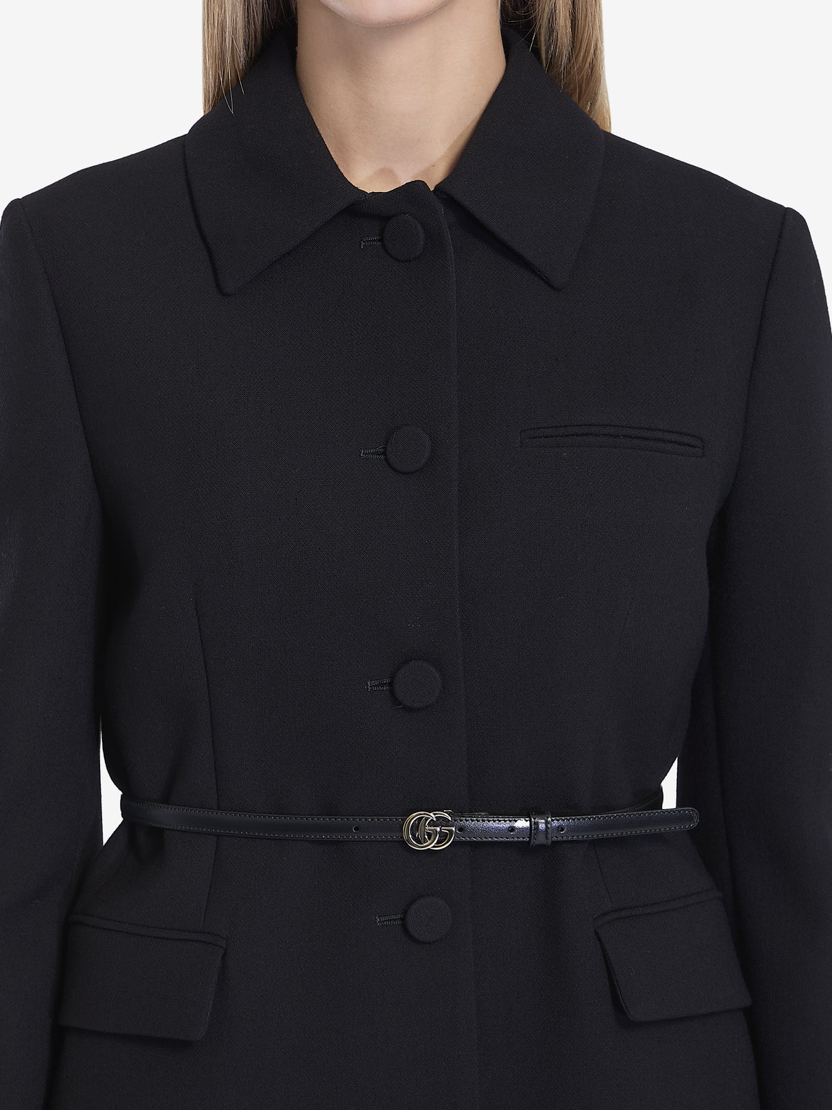 GUCCI Women's Creased Pleated Jacket with Detachable Belt