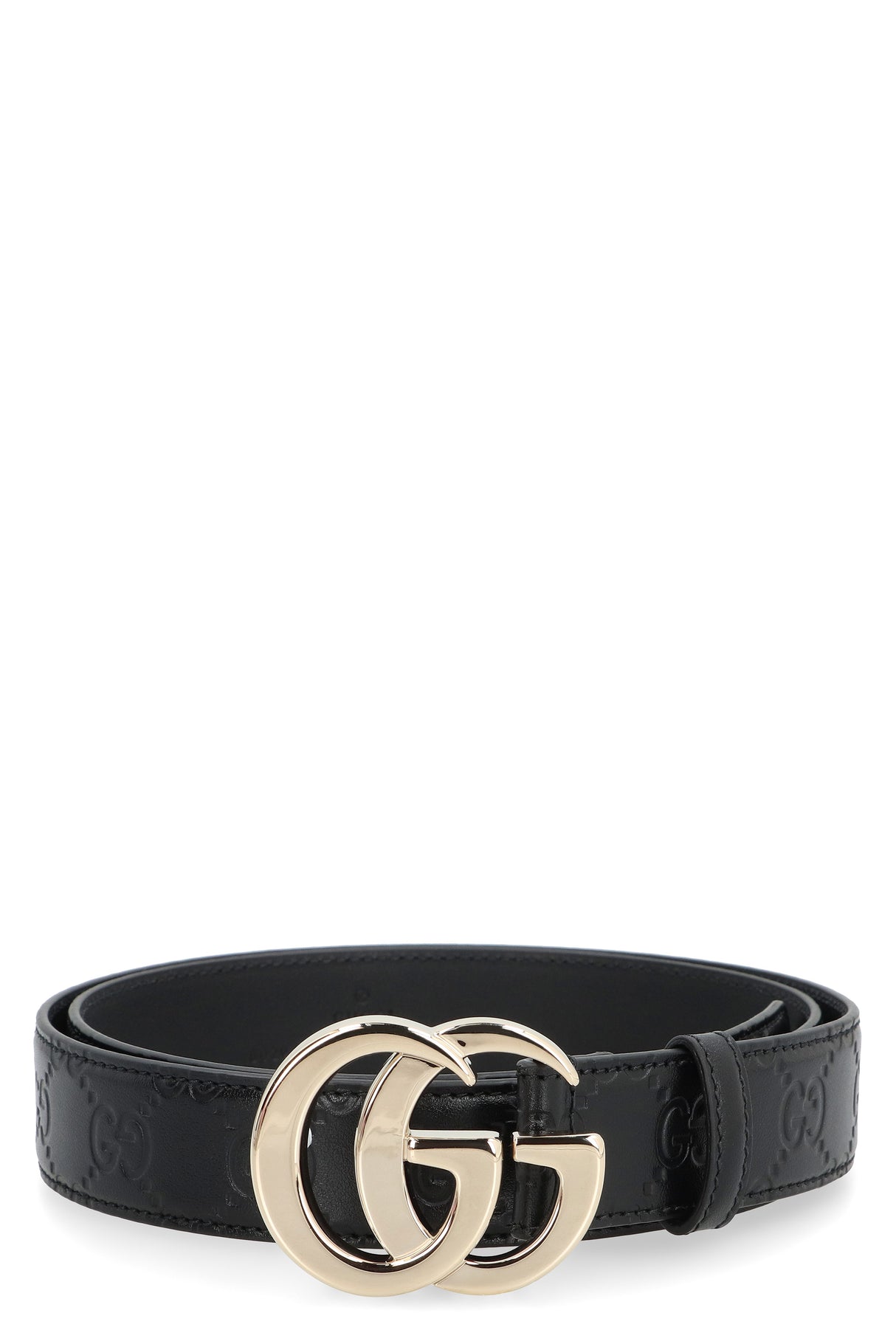 GUCCI Leather Belt with Signature Motif - 3 cm Height