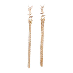 SAINT LAURENT Chic Pompon Chain Earrings