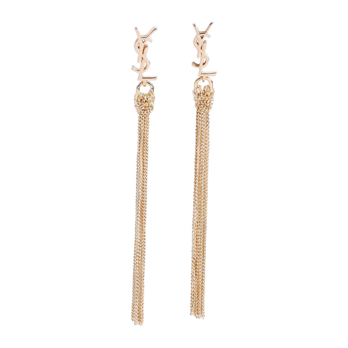 SAINT LAURENT Golden Pompon Earrings with Logo