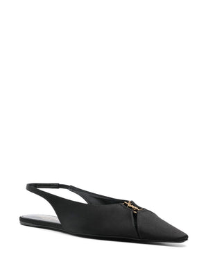 SAINT LAURENT Duchess Satin Weave Elasticated Slingback Sandals