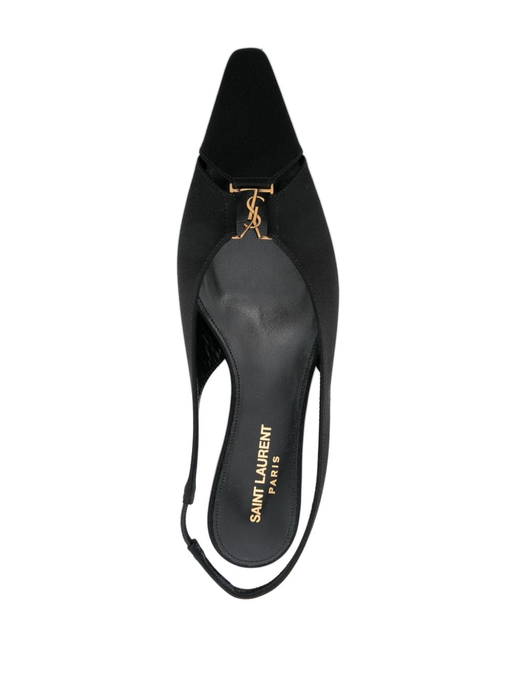 SAINT LAURENT Duchess Satin Weave Elasticated Slingback Sandals