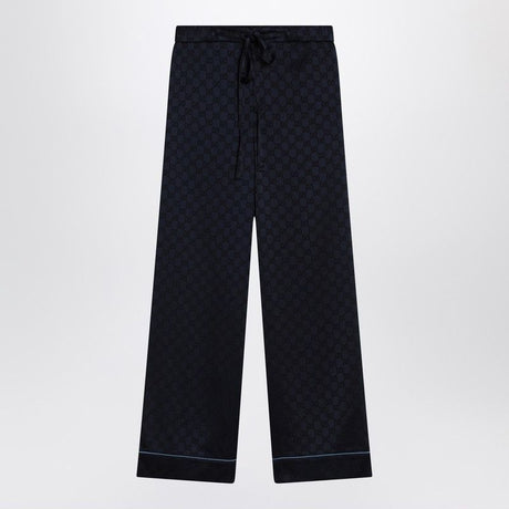 GUCCI Wide Satin Trousers with GG Detail