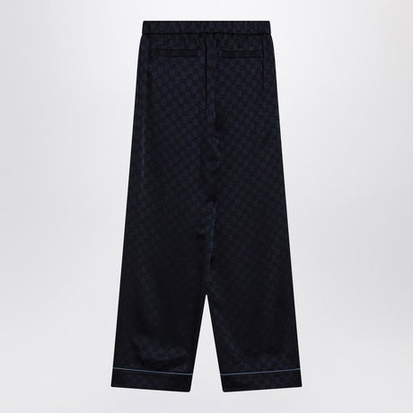 GUCCI Wide Satin Trousers with GG Detail