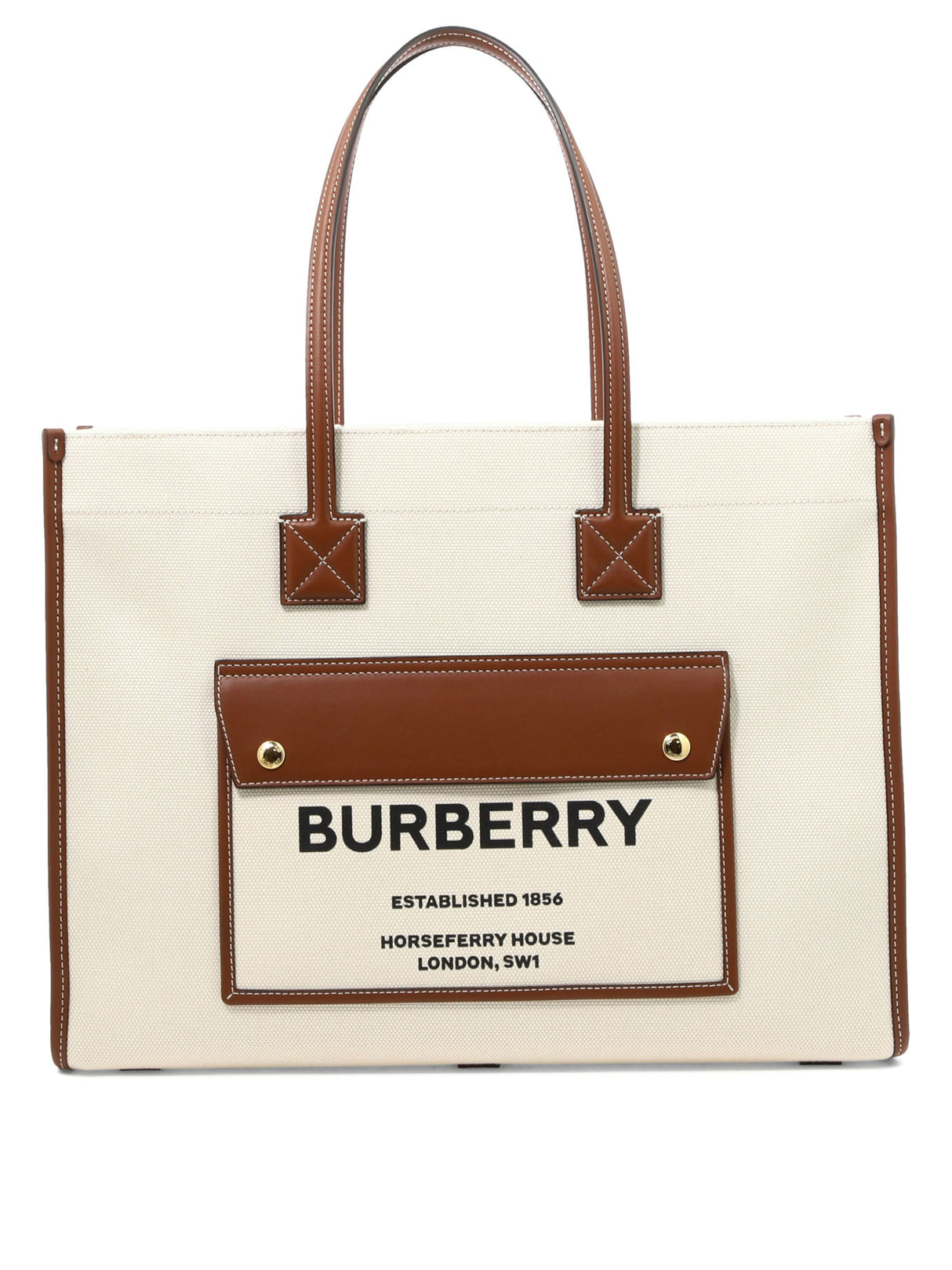 Túi xách da nữ màu be choàng ngựa Burberry