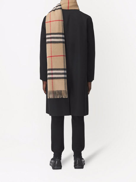 BURBERRY Reversible Check Cashmere Scarf for Men in Tan