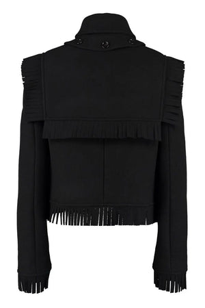 BURBERRY Stylish Fringed Women's Wool Blend Double-Breasted Jacket for FW21