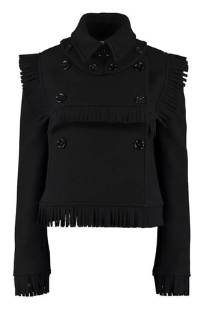 BURBERRY Stylish Fringed Women's Wool Blend Double-Breasted Jacket for FW21