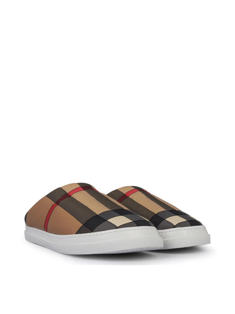 BURBERRY Check Story Logo Flat Sandals for Women