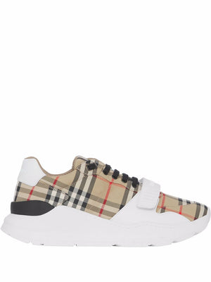 Giày Sneaker Thấp Organic Cotton Beige và Trắng Với Họa Tiết Check Nam