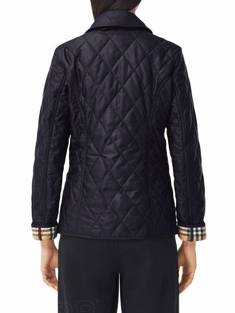 BURBERRY Blue Recycled Polyester Quilted Jacket for Women - Fall/Winter 2023