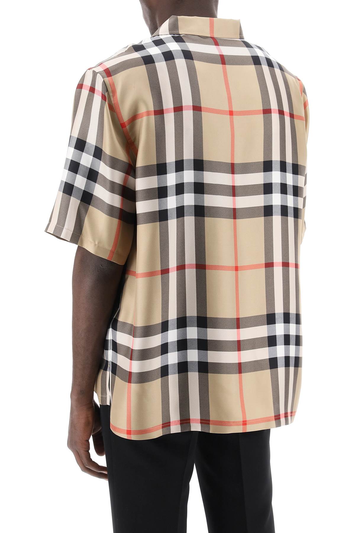 قميص حرير متعدد الألوان بأكمام قصيرة للرجال