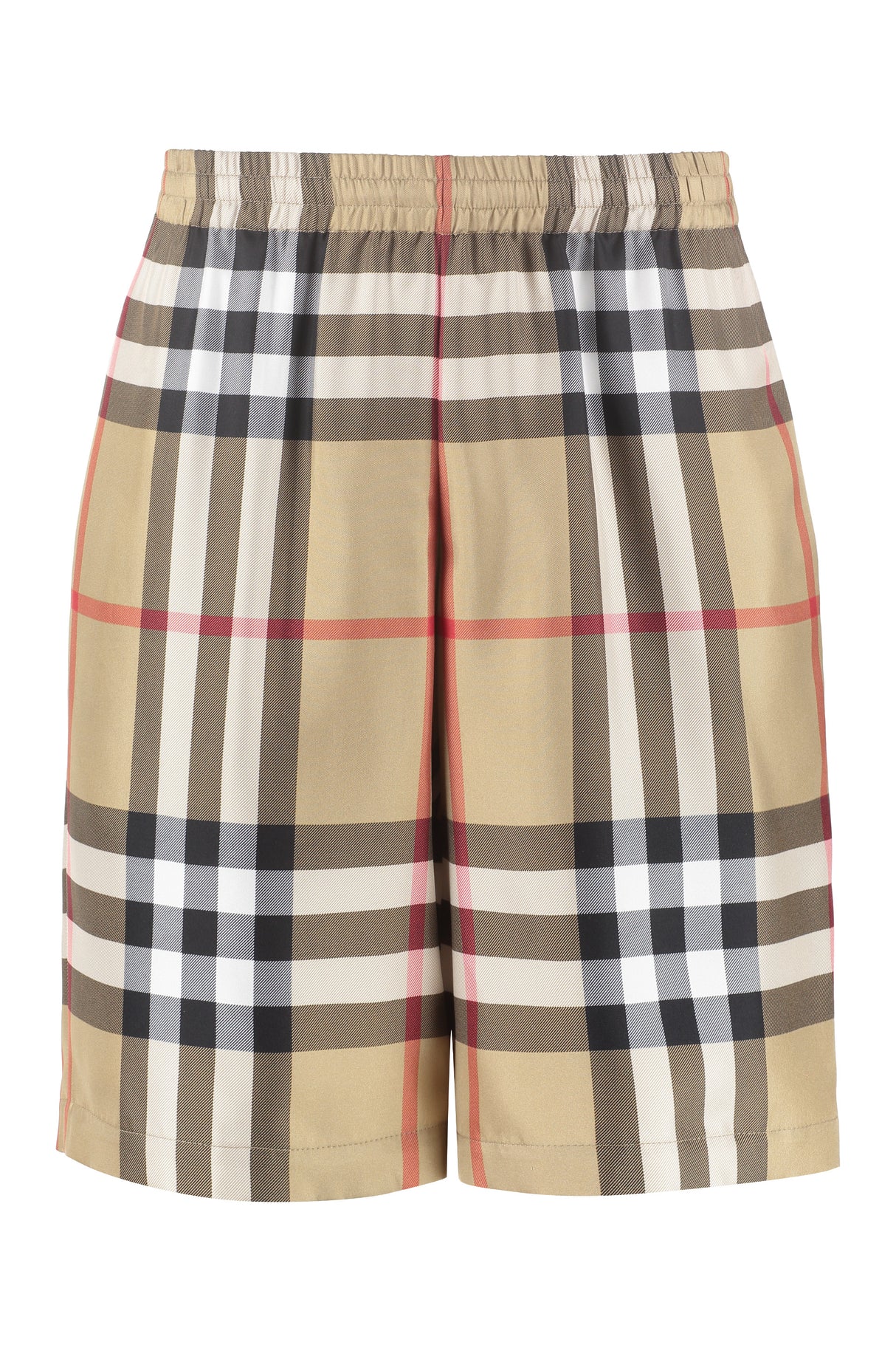 BURBERRY Luxurious Checkered Silk Men's Shorts for Summer | Beige