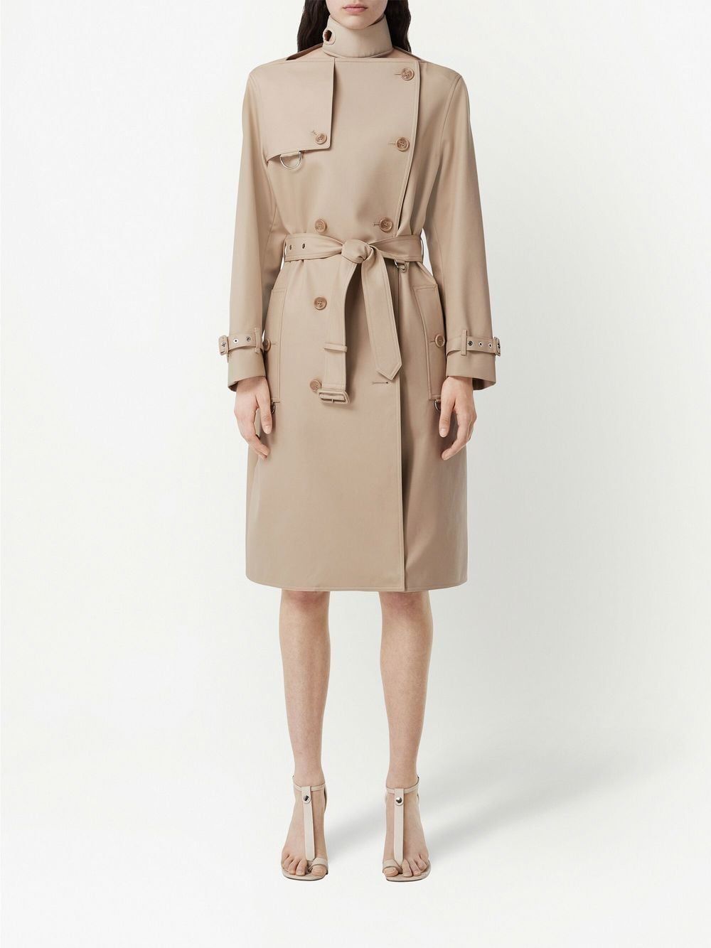 BURBERRY Beige Cotton Raincoat - Women's Double-Breasted Outerwear for SS22