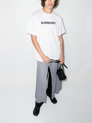 BURBERRY Mens Cotton Crew-Neck Ribbed T-Shirt in White