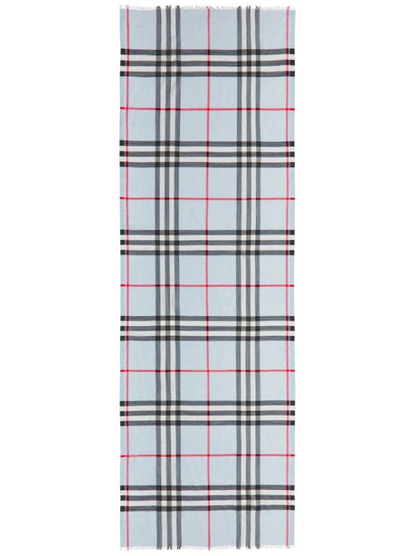 BURBERRY Check Motif Wool Blend Scarf