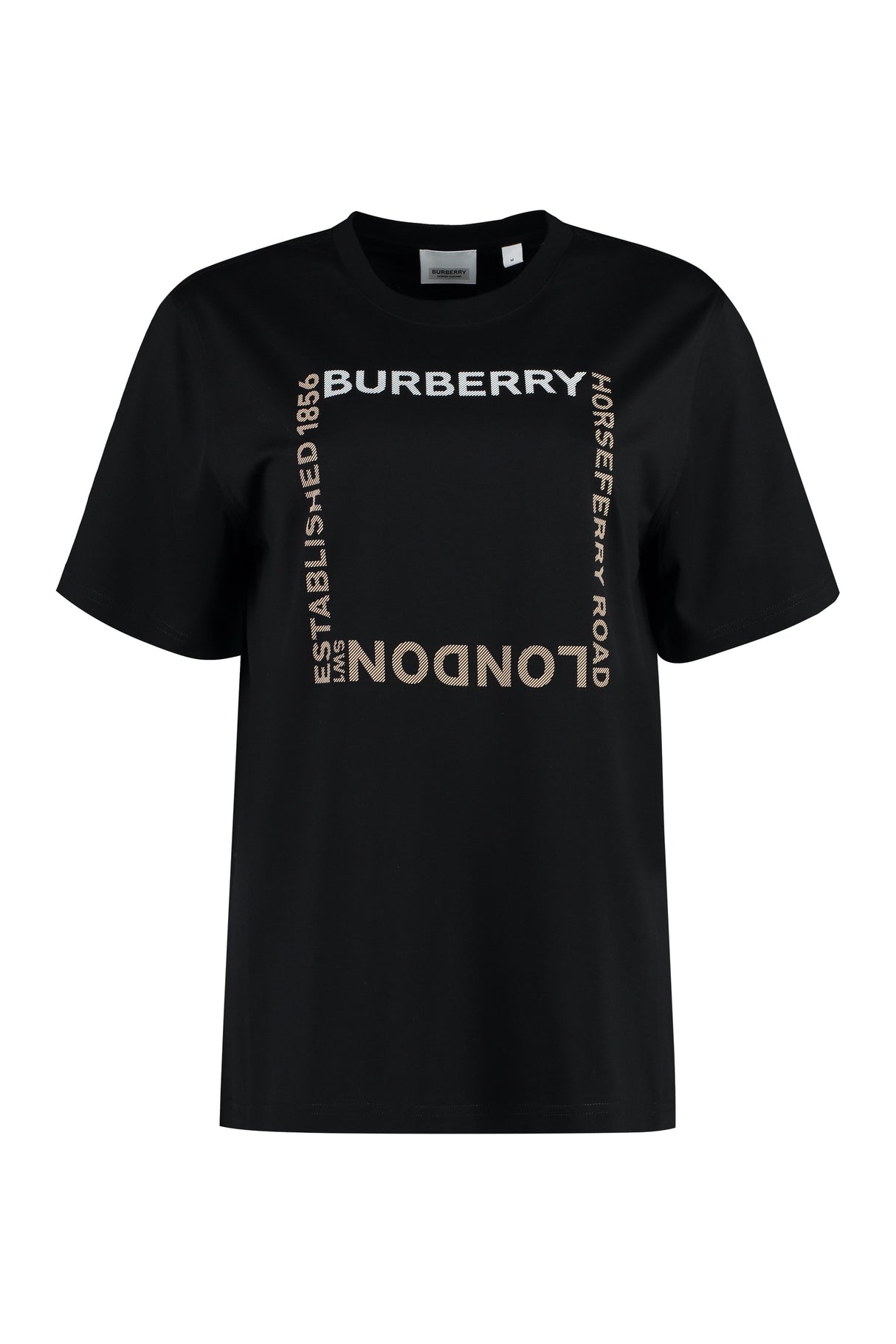 BURBERRY Black Crewneck Cotton T-shirt for Women | SS23 Collection