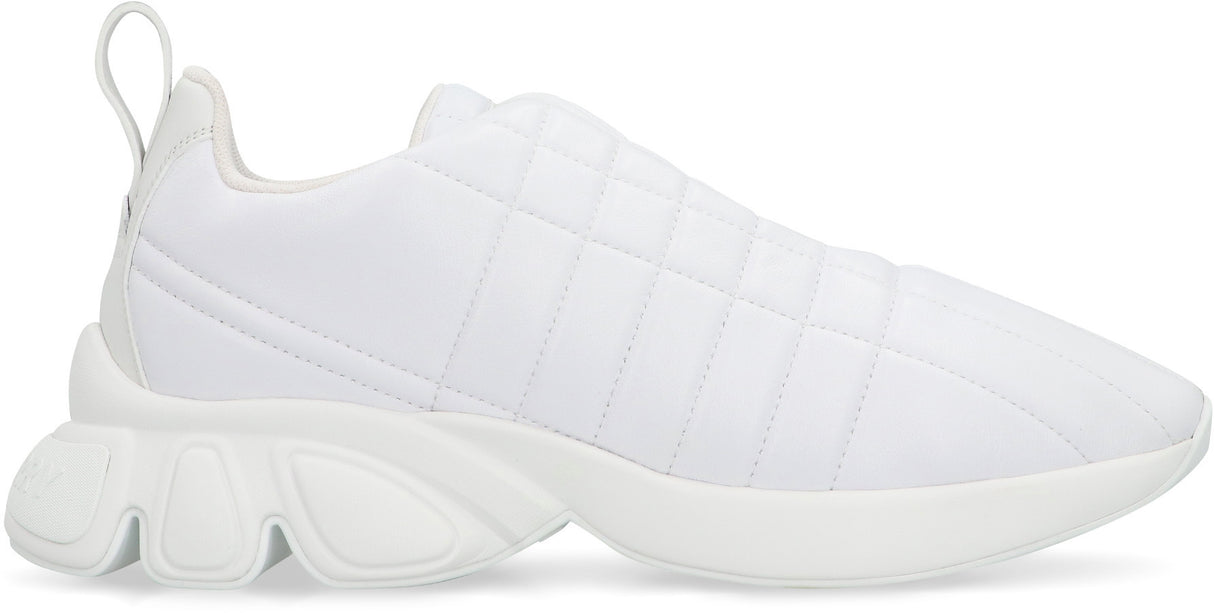 BURBERRY Men's White Quilted Leather Low-Top Sneaker for FW23