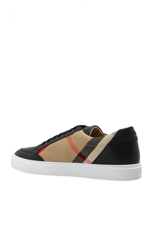 BURBERRY Checkered Leather Sneakers in Archive Beige and Jet Black