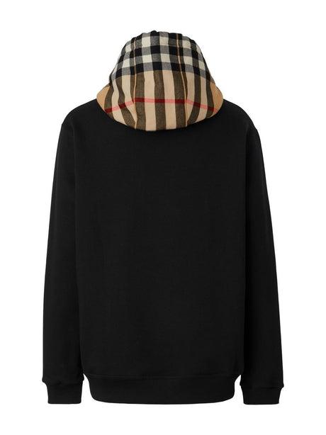 BURBERRY Checkered Hood Cotton Hoodie