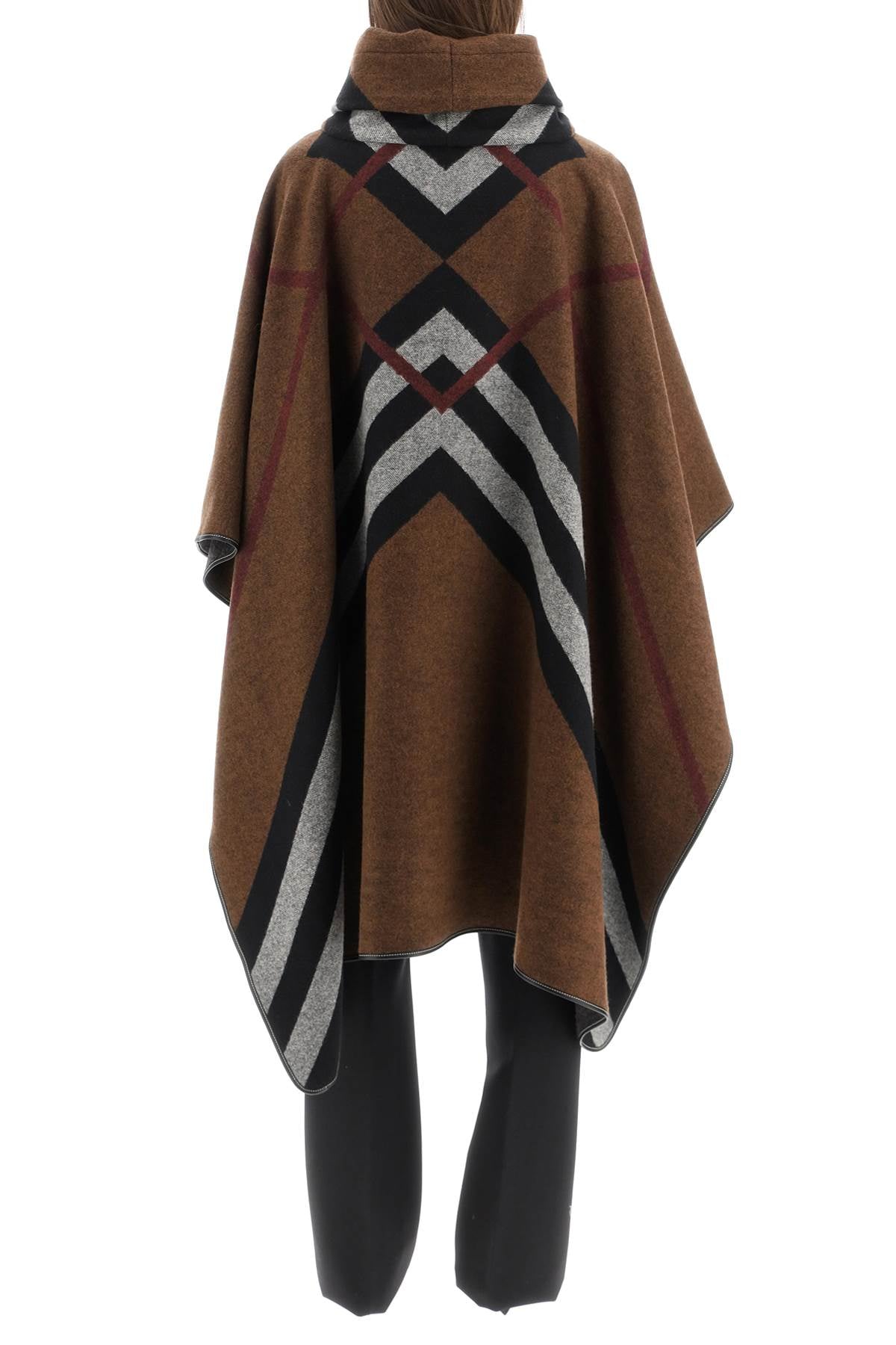 BURBERRY Brown Check Chevron Poncho for Women