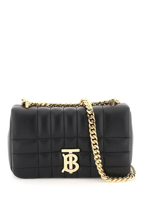 BURBERRY Mini Lola Quilted Leather Shoulder Bag with Chain Strap and TB Monogram - Black