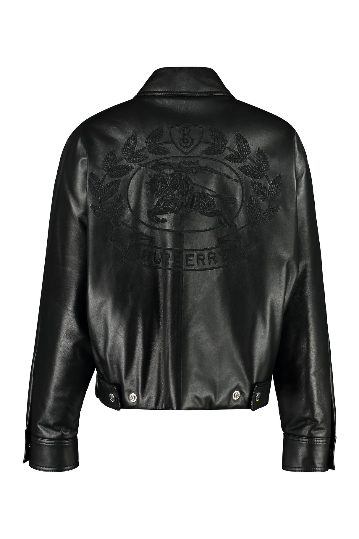 BURBERRY Stylish Black Lambskin Bomber Jacket for Women