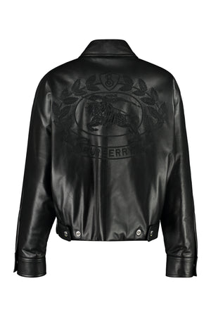 BURBERRY Stylish Black Lambskin Bomber Jacket for Women