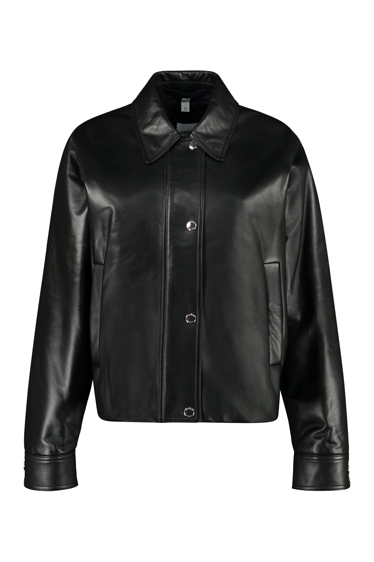 BURBERRY Stylish Black Lambskin Bomber Jacket for Women