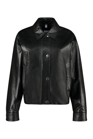 BURBERRY Stylish Black Lambskin Bomber Jacket for Women