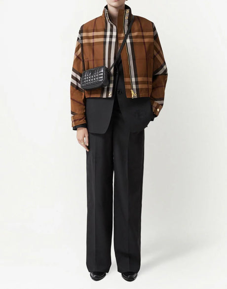 BURBERRY Check Pattern Zip-Up Jacket for Women