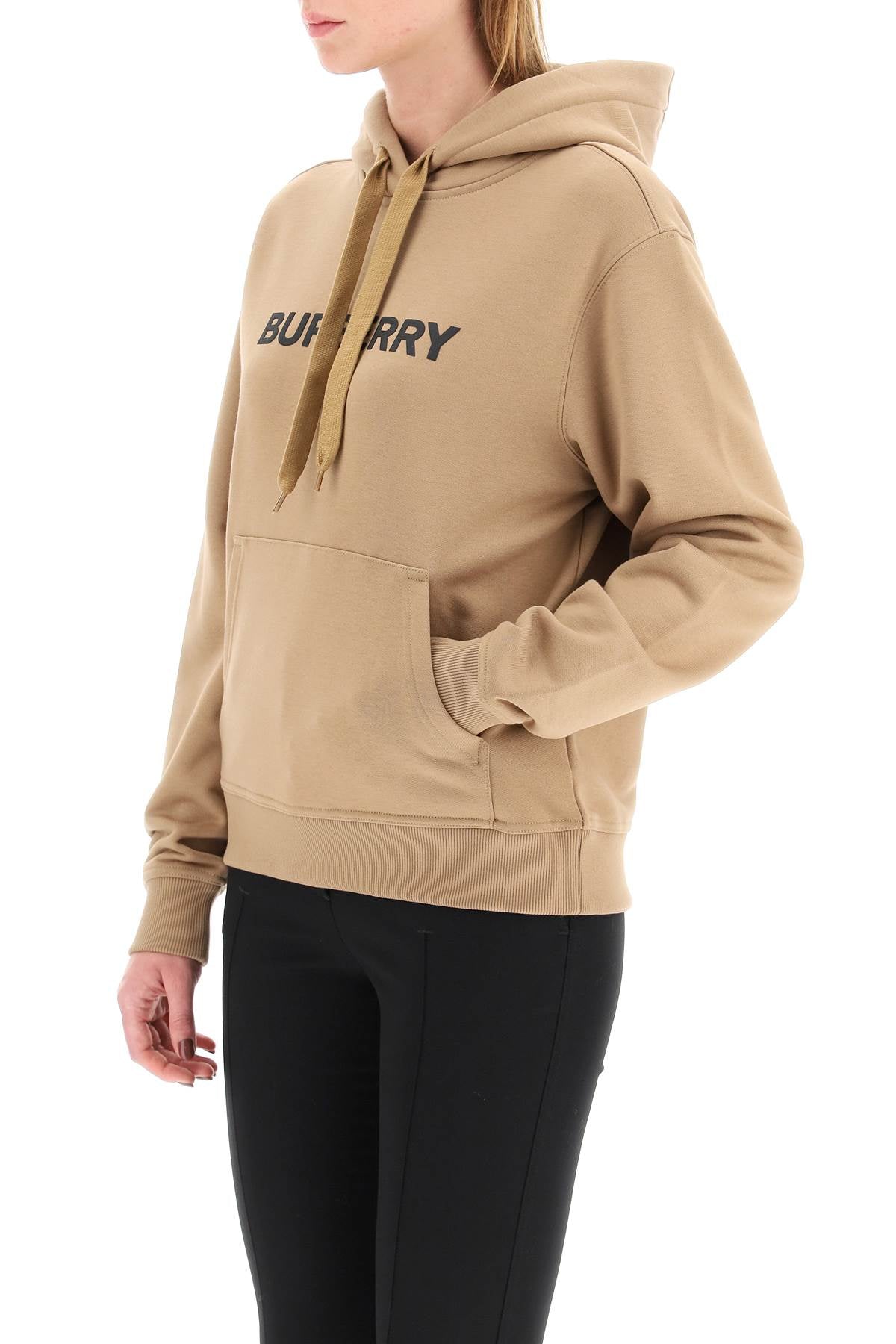 Áo Hoodie Viền Logo Màu Beige Cho Nữ