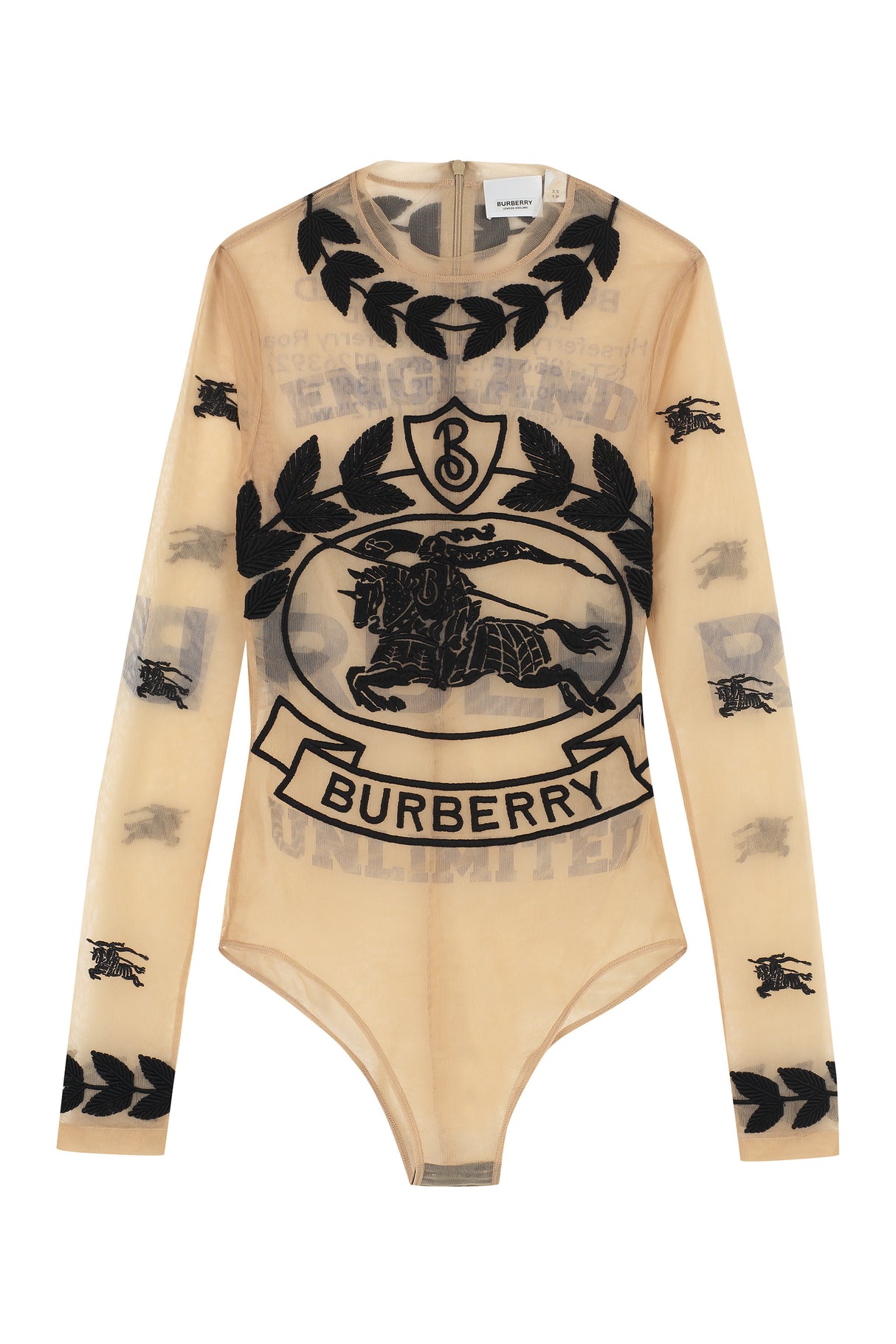 BURBERRY Embroidered Tulle Bodysuit - Contrast Color, SS23 Collection