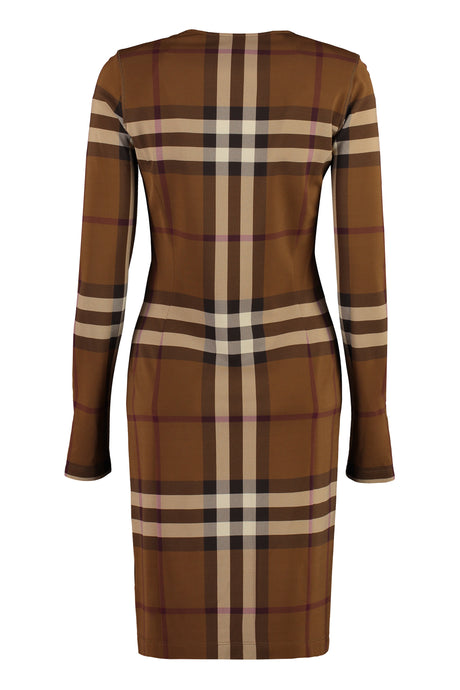 BURBERRY Exaggerated Check Print Silk Mini Dress in Brown