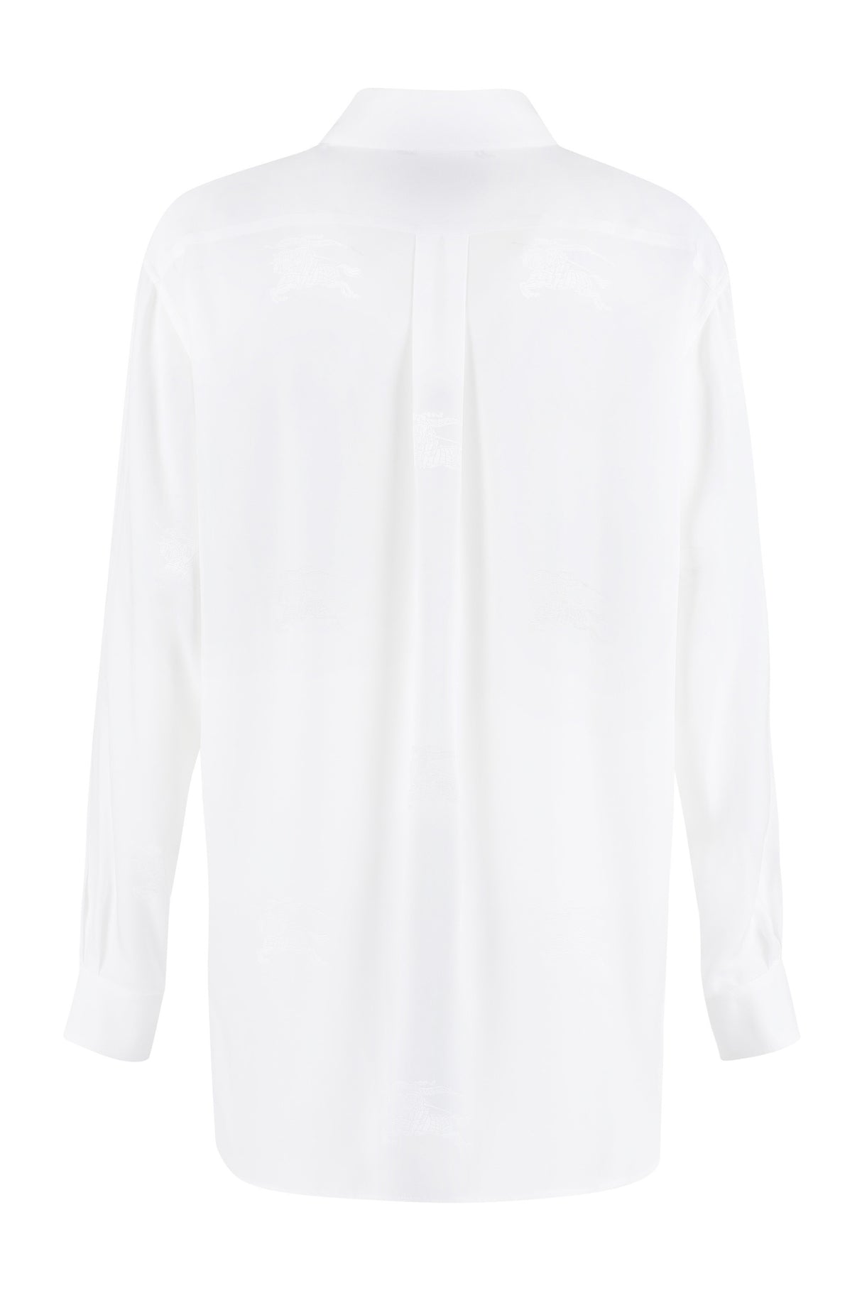 Elegant White Silk Shirt for Women with Nacre Buttons and Rounded Hem