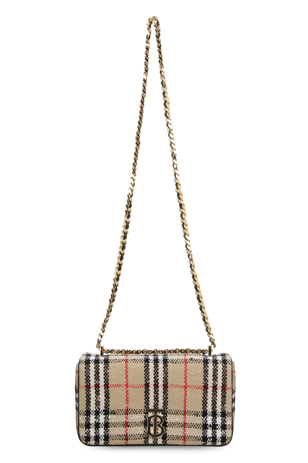 BURBERRY Beige Check Crossbody Bouclé Handbag for Women