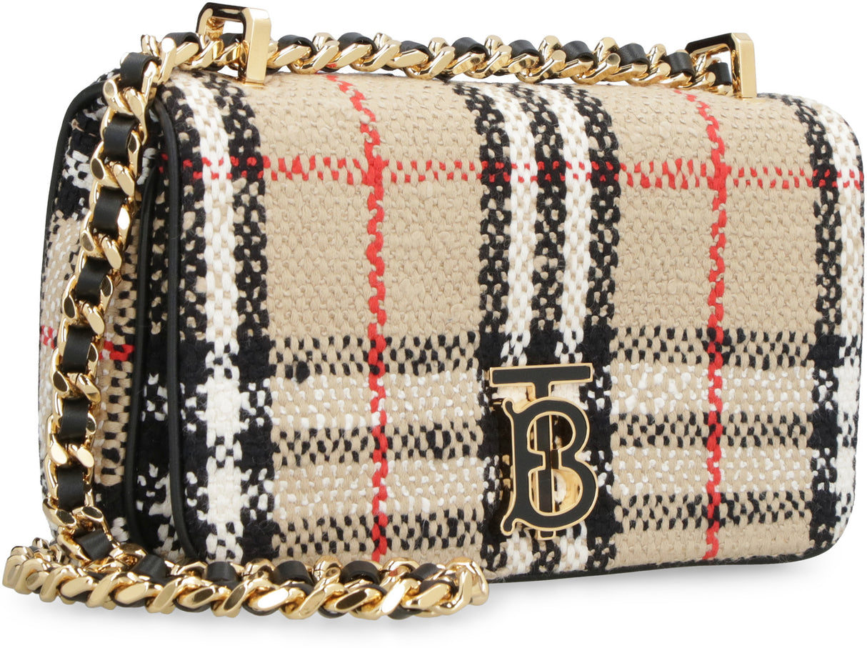 BURBERRY Chic Chevron Mini Crossbody Bag with Leather Trim and Gold-Tone Accents, Tan