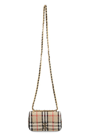 BURBERRY Chic Chevron Mini Crossbody Bag with Leather Trim and Gold-Tone Accents, Tan