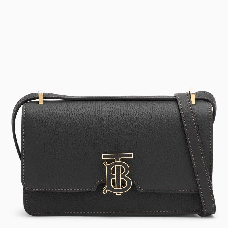 BURBERRY Mini Black Leather Crossbody Handbag with Logo Clasp and Adjustable Strap for Women