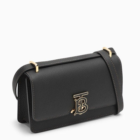 BURBERRY Mini Black Leather Crossbody Handbag with Logo Clasp and Adjustable Strap for Women