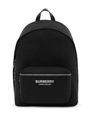 BURBERRY Men's Black Logo Print Nylon Zip-Around Backpack