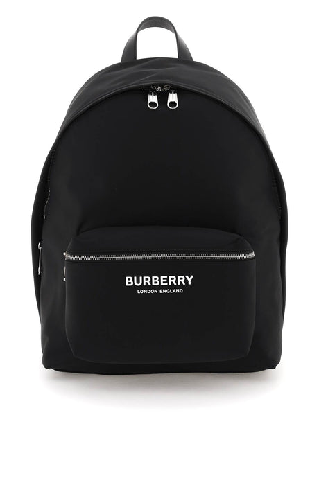 BURBERRY Men's Black Logo Print Nylon Zip-Around Backpack