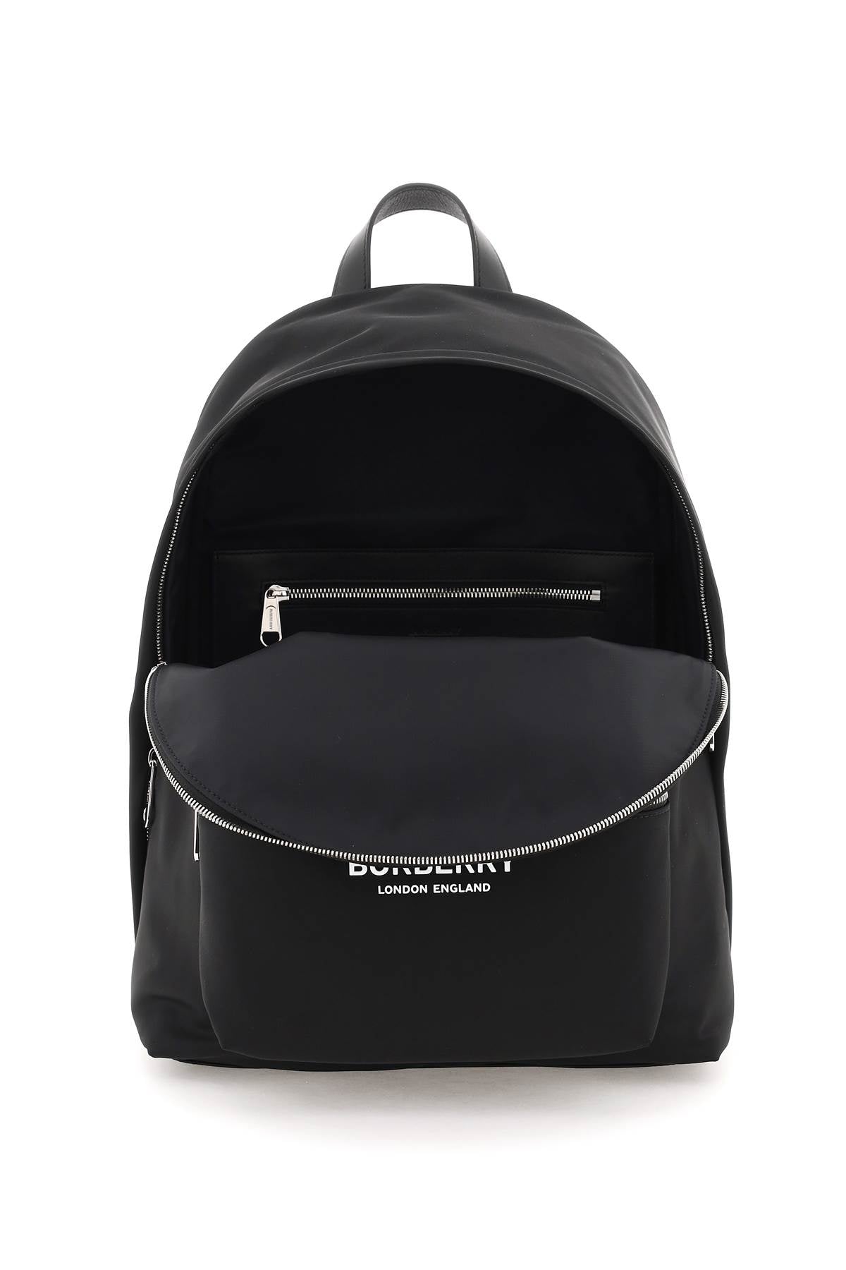 BURBERRY Men's Black Logo Print Nylon Zip-Around Backpack