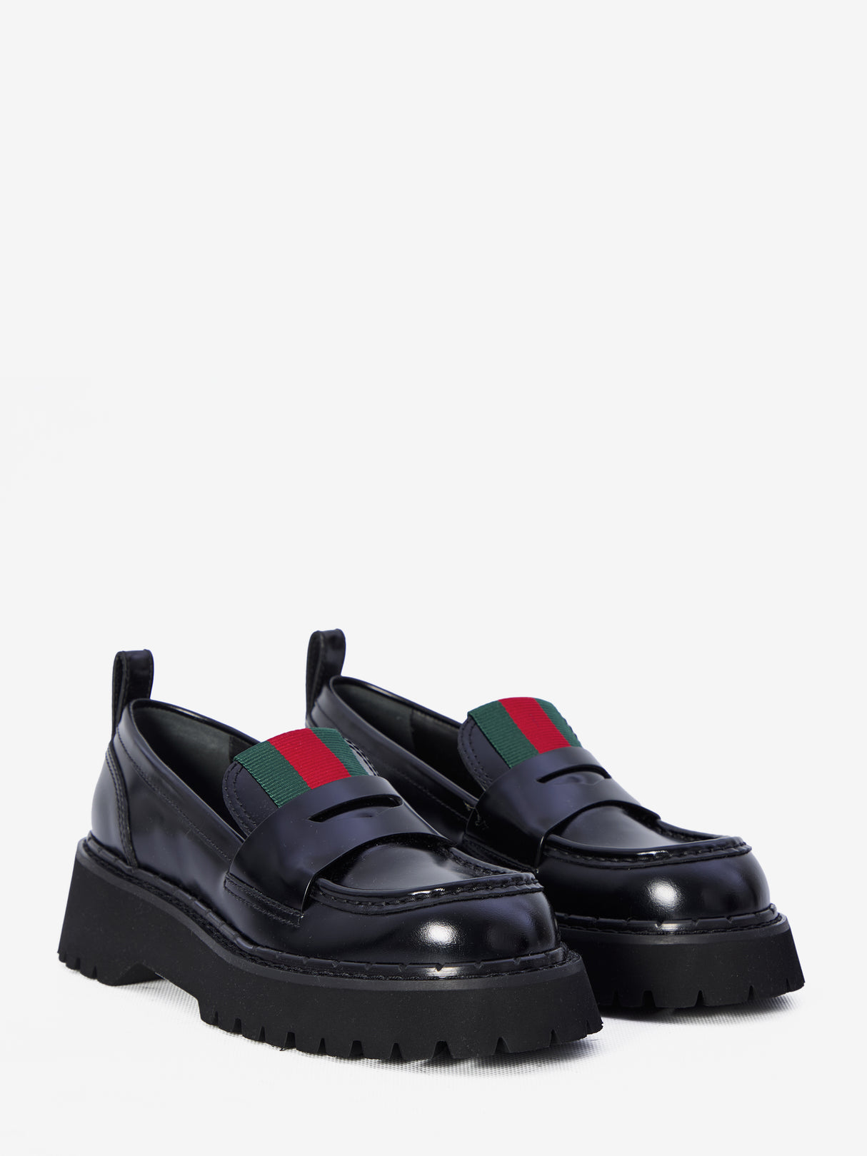 GUCCI Luxe Mini Leather Loafers with Signature Stripes