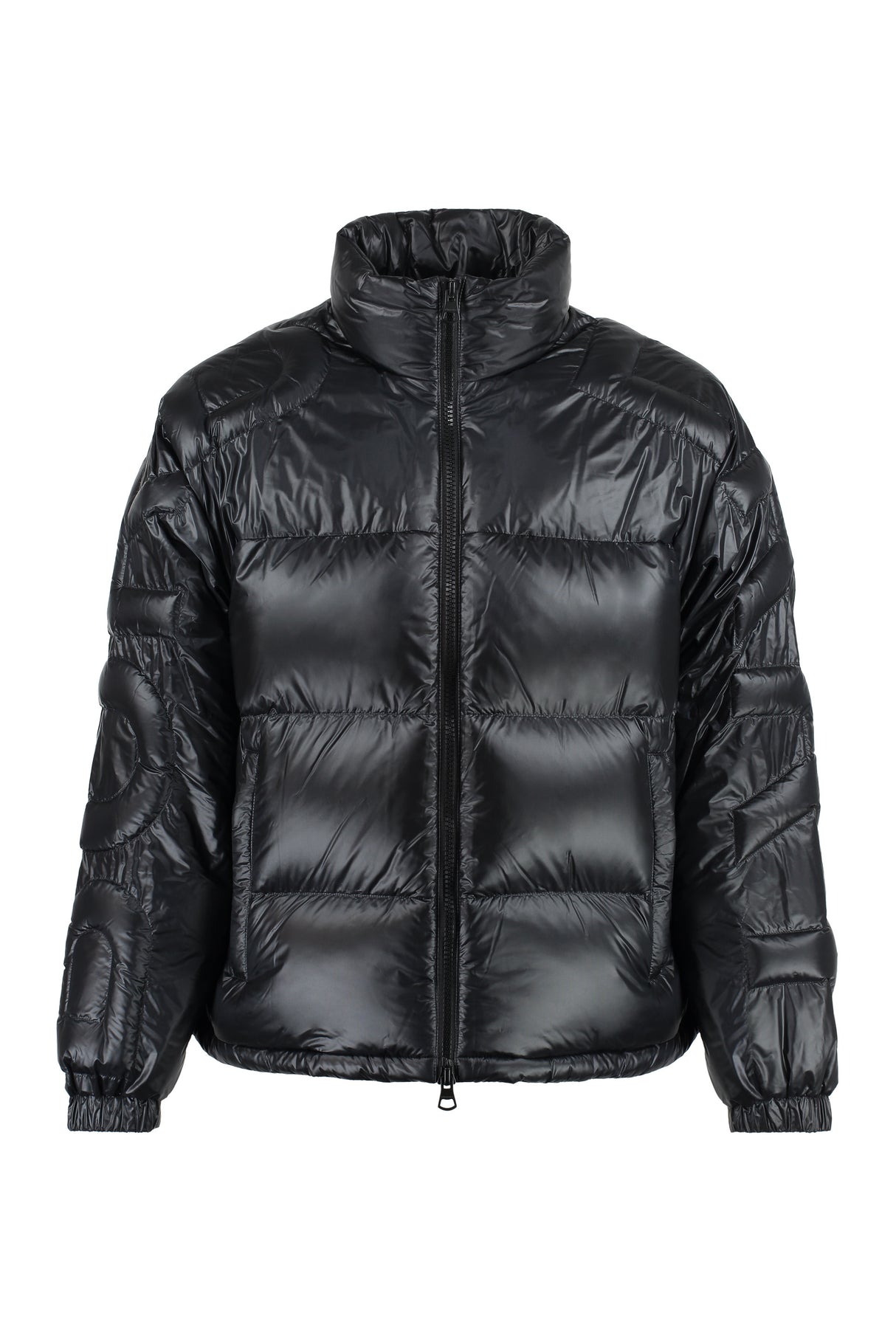 Men's Black Full-Zip Down Jacket with Adjustable Drawstring - SS23